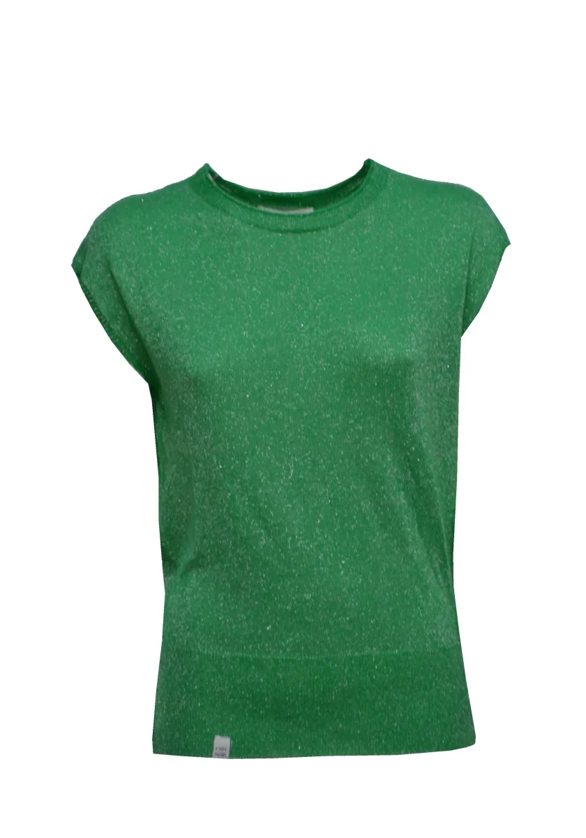 MAGLIA MEZZA MANICA IN LUREX COL VERDE - immagine 2