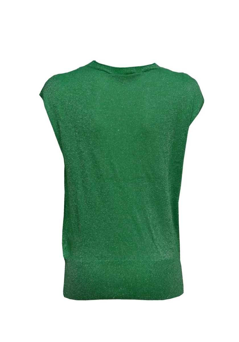 MAGLIA MEZZA MANICA IN LUREX COL VERDE - immagine 3