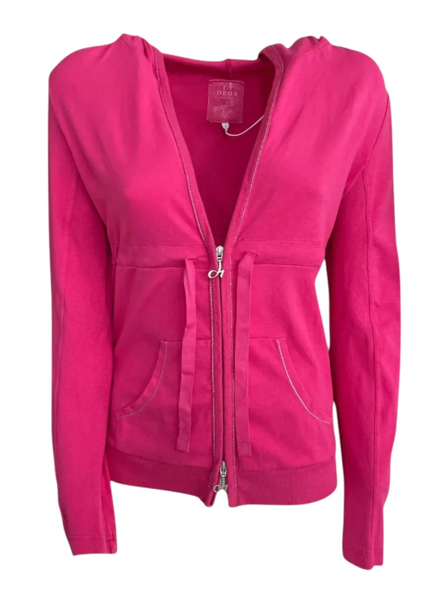 FELPA ZIP LUNGA COL FUXIA - immagine 3