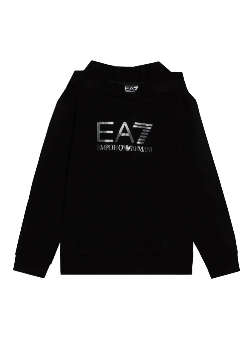 Felpa Emporio Armani EA7 nera da bambino con cappuccio - immagine 2