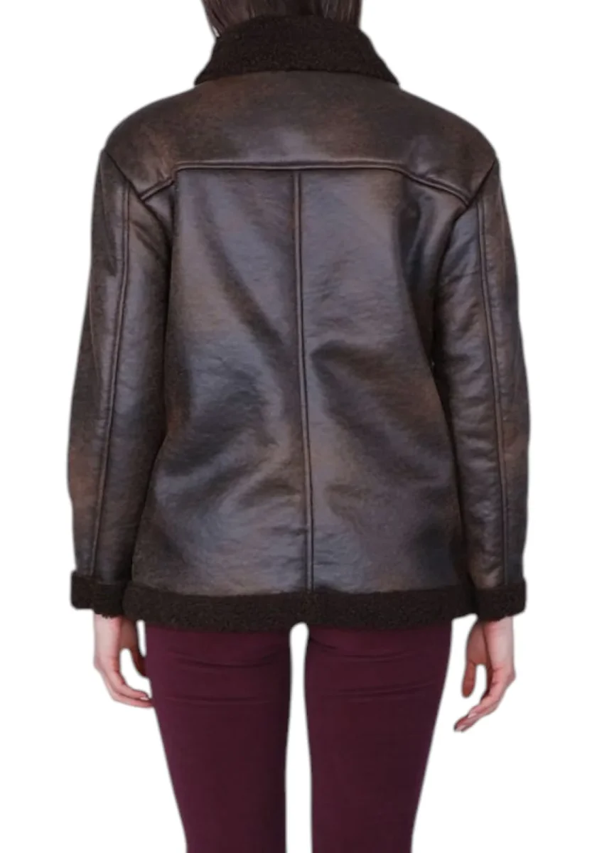 GIACCA CAFENOIR CHIODO SHEARLING COL M100 - immagine 3