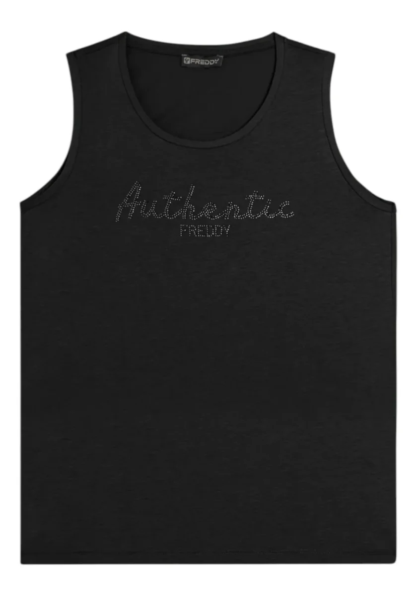 "CANOTTA "Authentic" con logo FREDDY in strass" - immagine 2