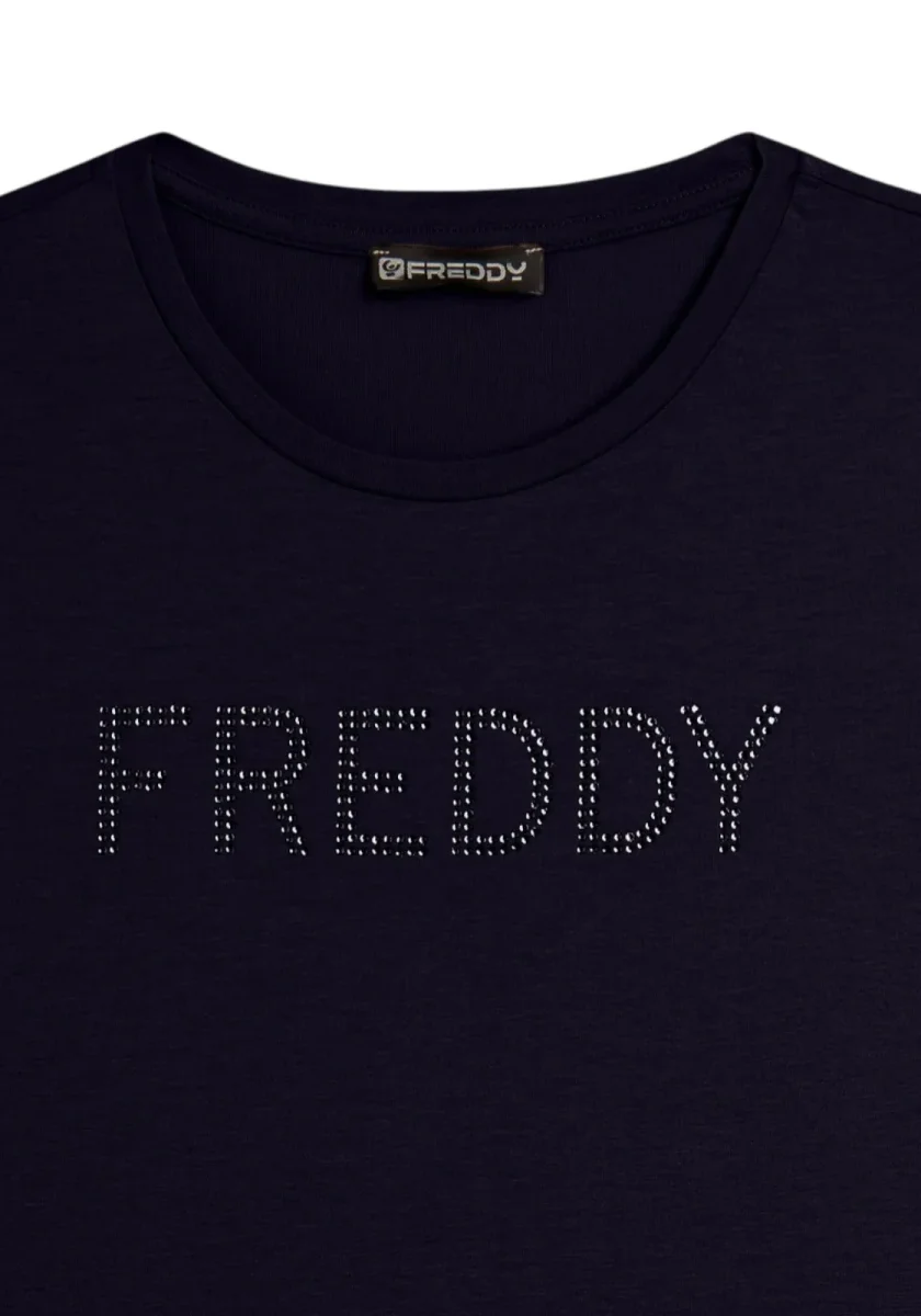 T-SHIRT manica corta con logo FREDDY in strass - immagine 4
