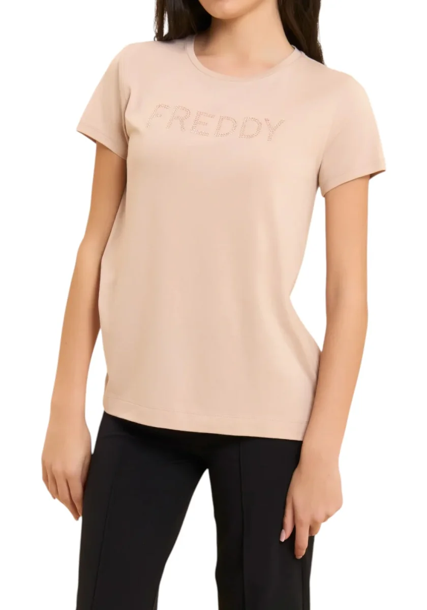 T-SHIRT manica corta con logo FREDDY in strass - immagine 7