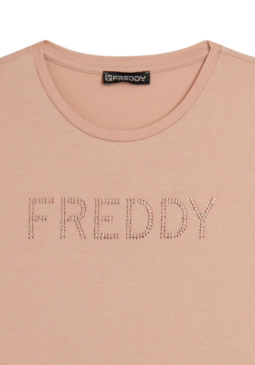 T-SHIRT manica corta con logo FREDDY in strass - immagine 8